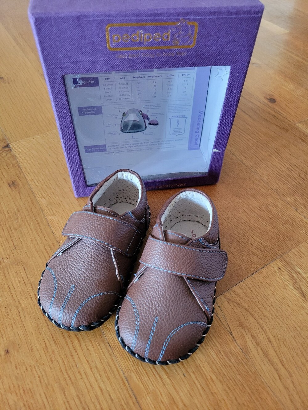 pediped brown leather baby size 6-12 months shoes